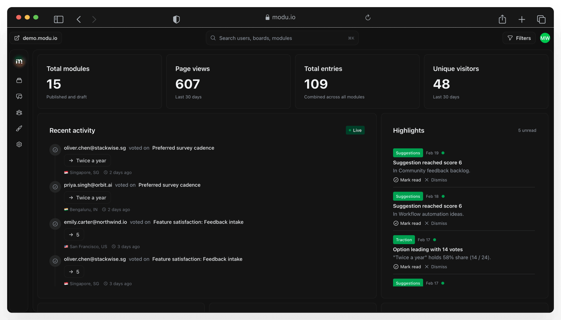 Modu comparison workflow view